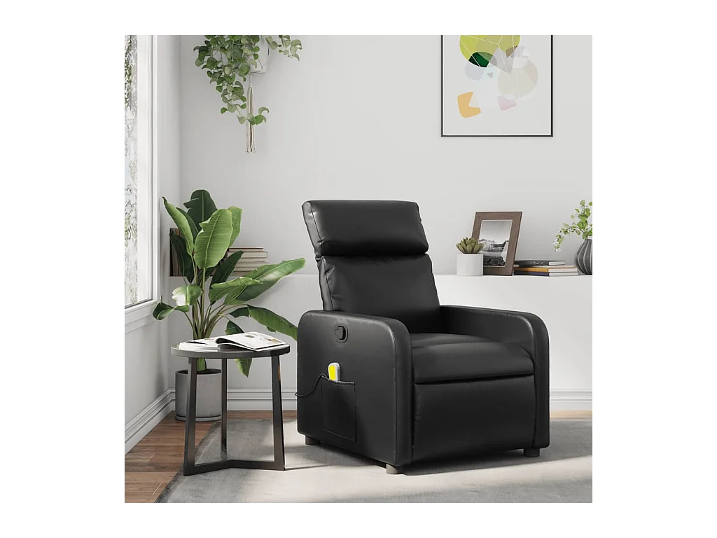 Fauteuil de massage inclinable Noir Similicuir