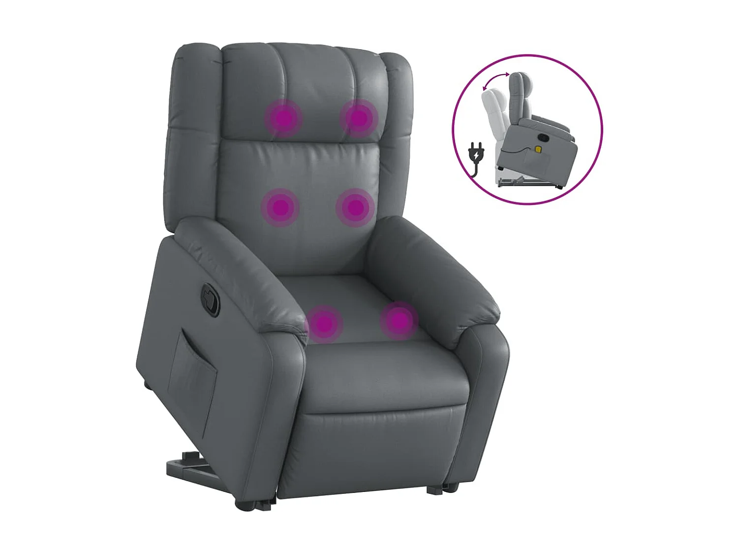 Fauteuil inclinable de massage Gris Similicuir