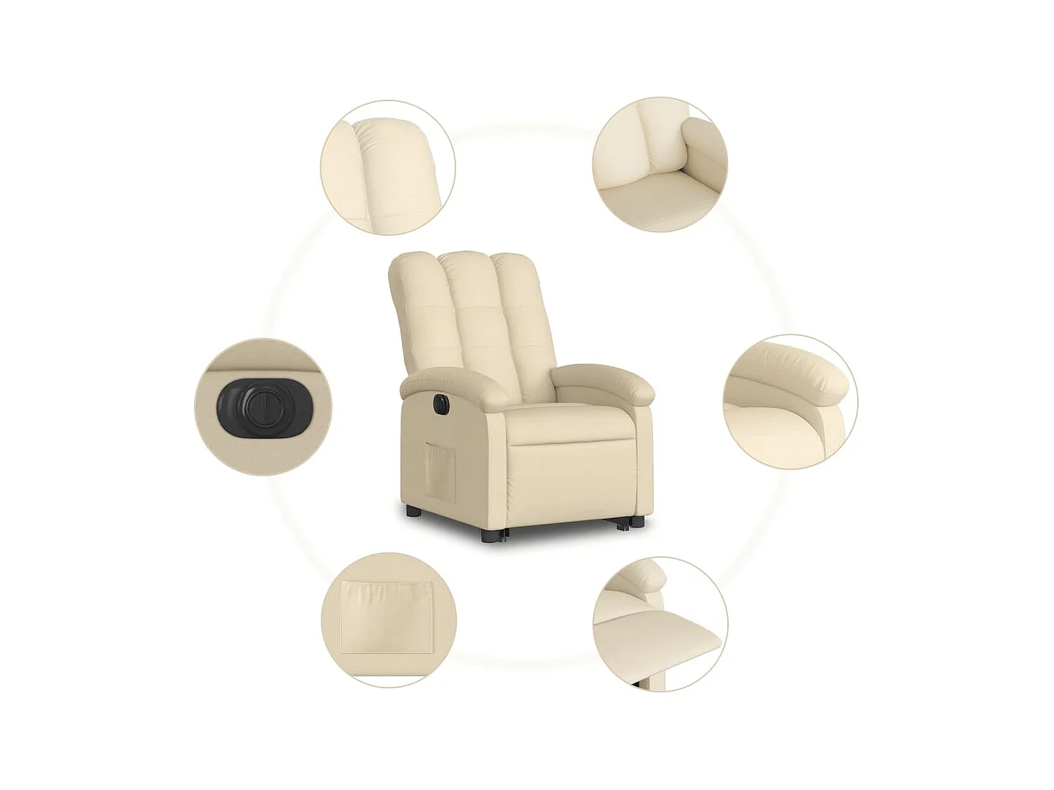 Fauteuil inclinable électrique crème tissu