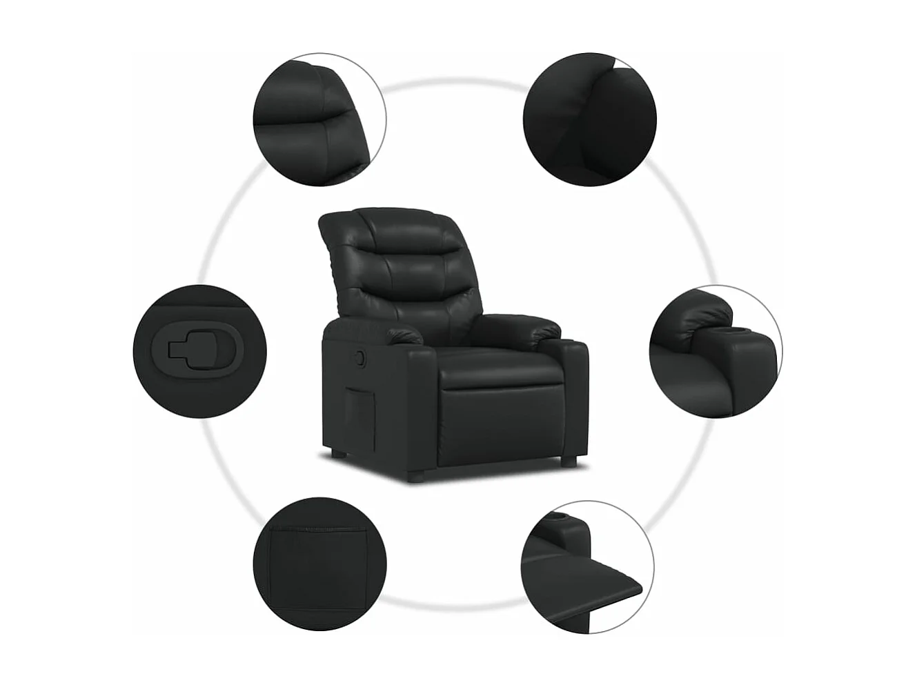 Fauteuil inclinable Noir Similicuir