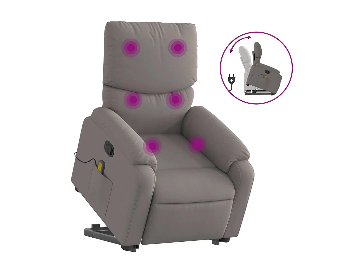 Fauteuil inclinable de massage Taupe Tissu