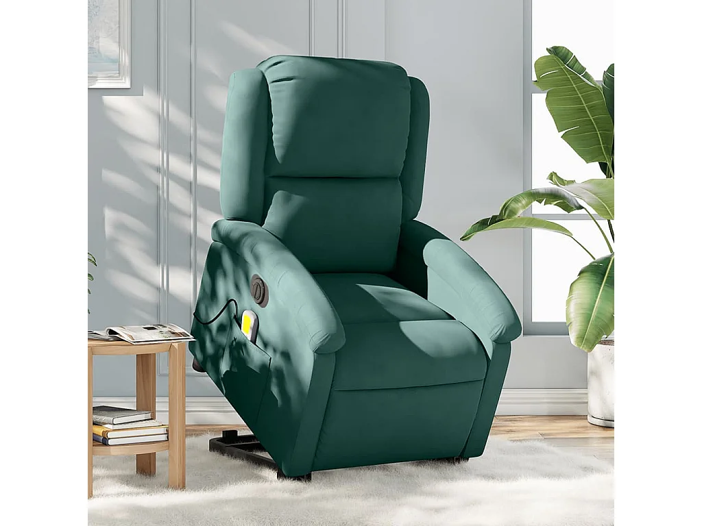 Fauteuil inclinable de massage électrique vert foncé velours