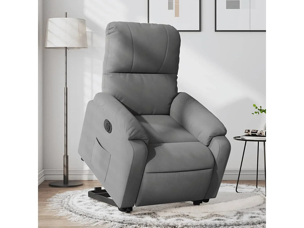Sillón eléctrico reclinable elevable tela microfibra gris