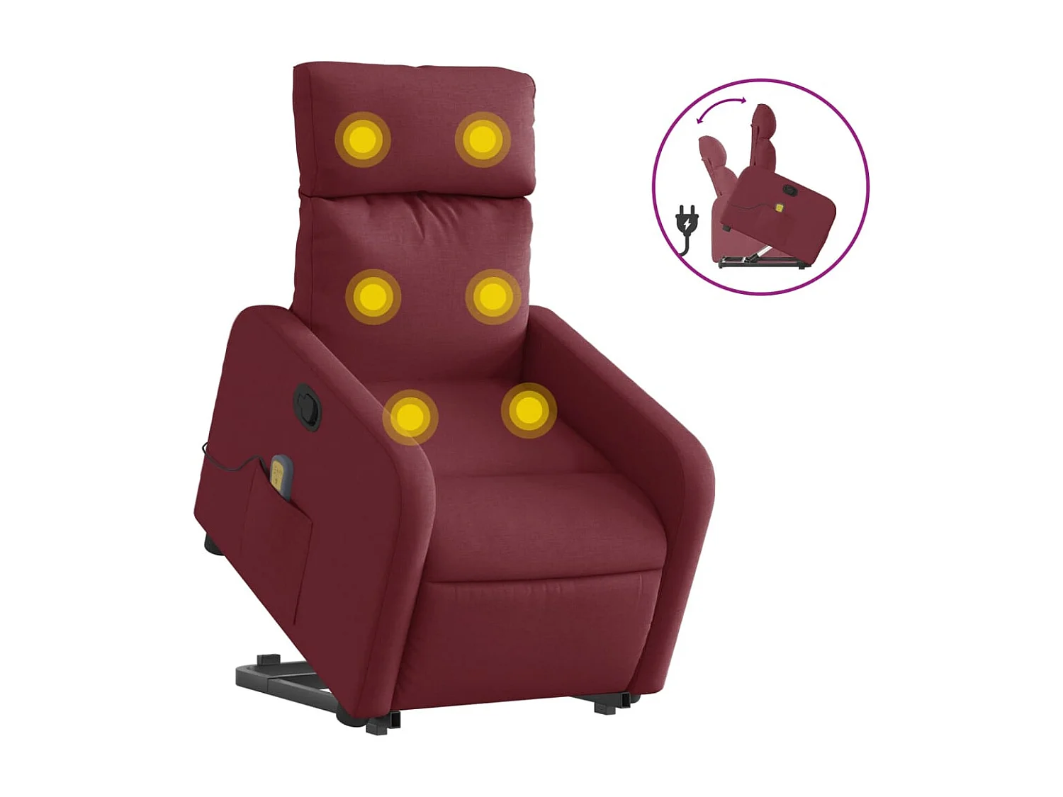 Fauteuil inclinable de massage Rouge bordeaux Tissu