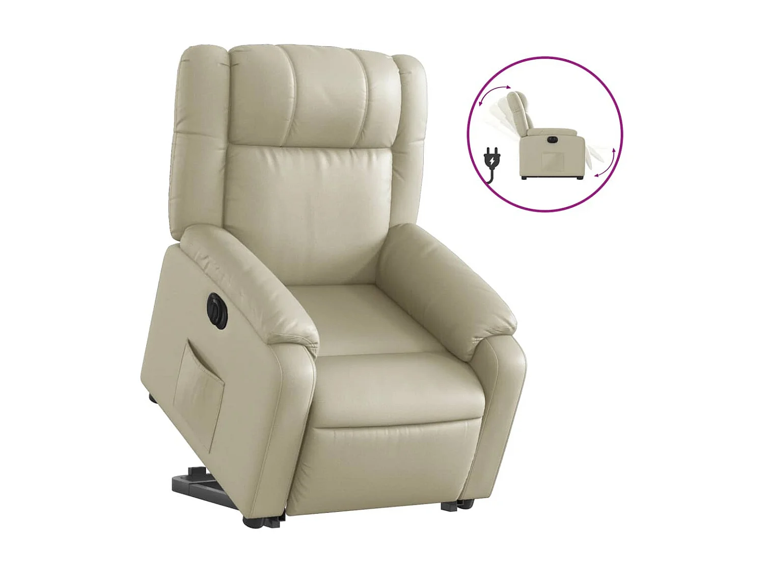 Fauteuil inclinable électrique crème similicuir