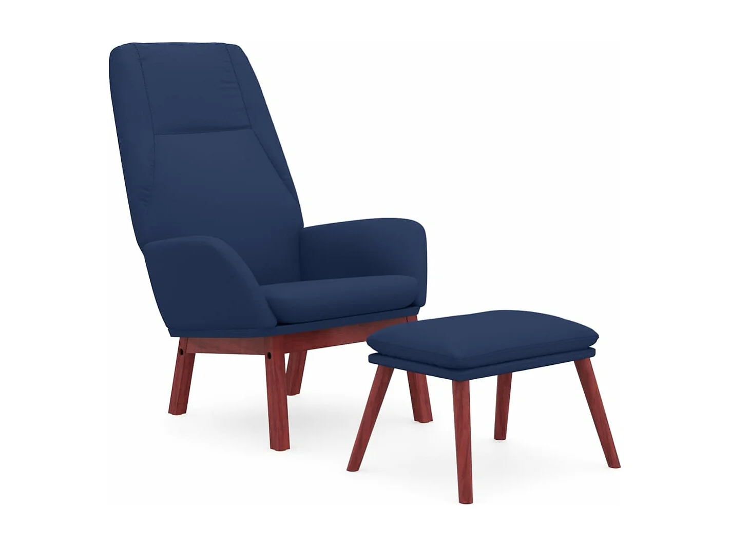 Cadeira de descanso com banco p/ pés tecido azul