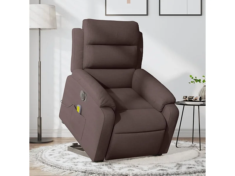 Fauteuil inclinable de massage électrique Marron foncé Tissu