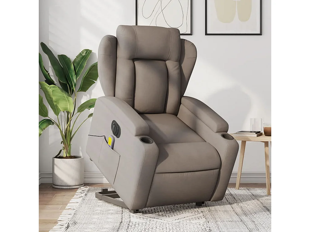 Fauteuil inclinable de massage électrique Taupe Tissu