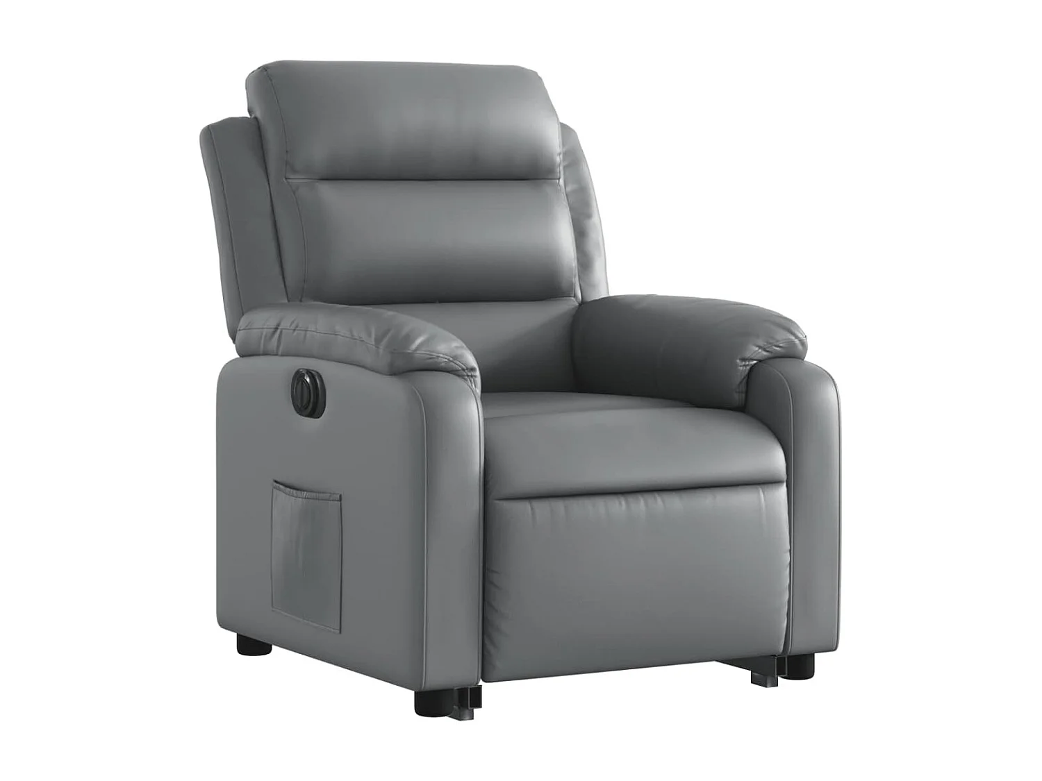 Sillón reclinable elevable eléctrico de cuero sintético gris