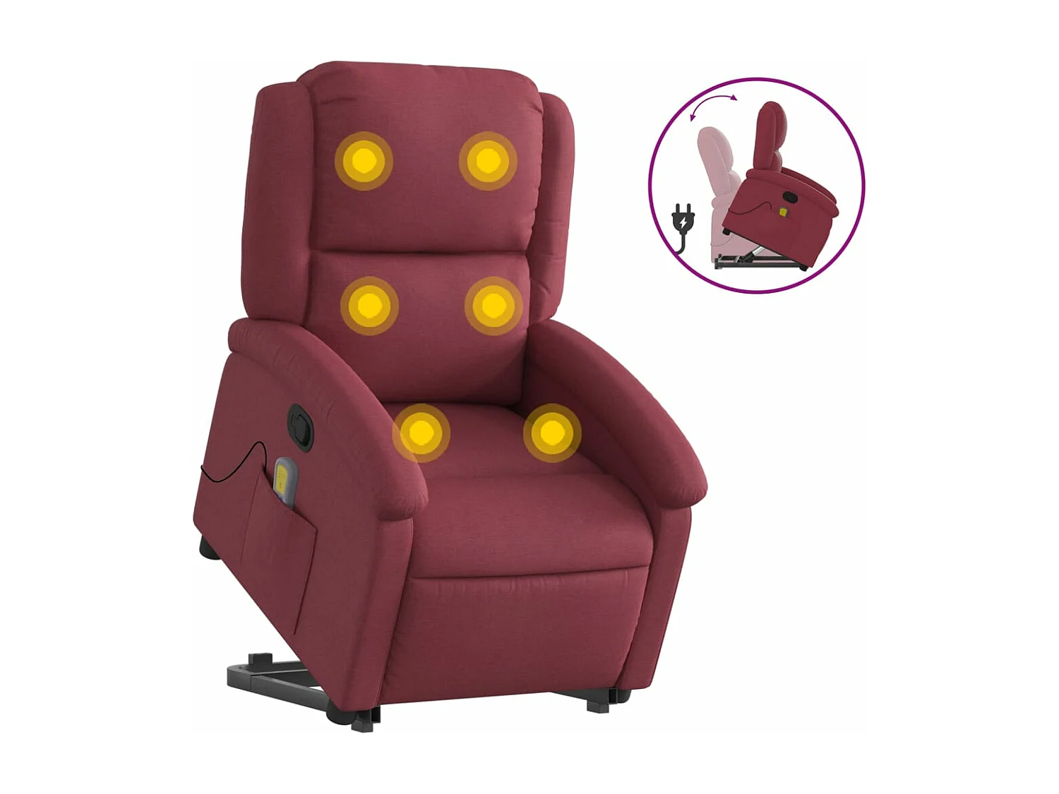 Fauteuil inclinable de massage Rouge bordeaux Tissu