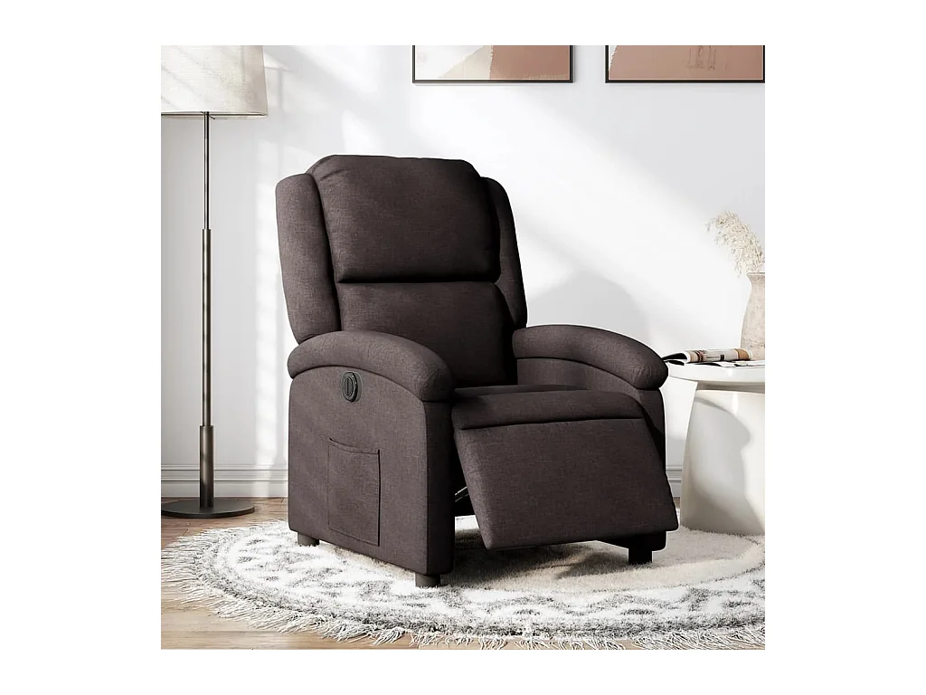 Fauteuil verstelbaar elektrisch stof donkerbruin