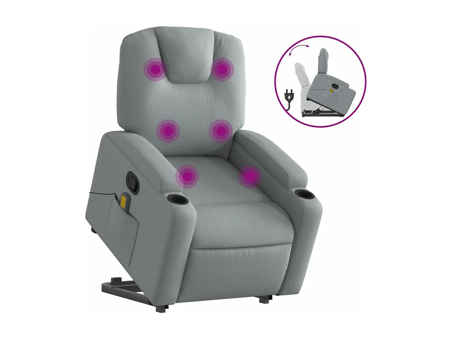 Fauteuil de massage inclinable Gris clair Tissu
