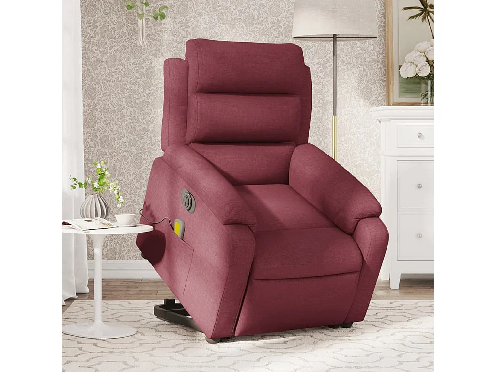 Fauteuil inclinable de massage électrique Rouge bordeaux Tissu