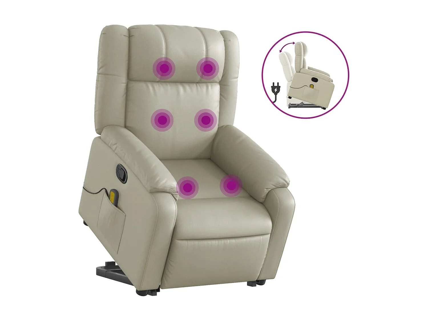Fauteuil inclinable de massage Crème Similicuir