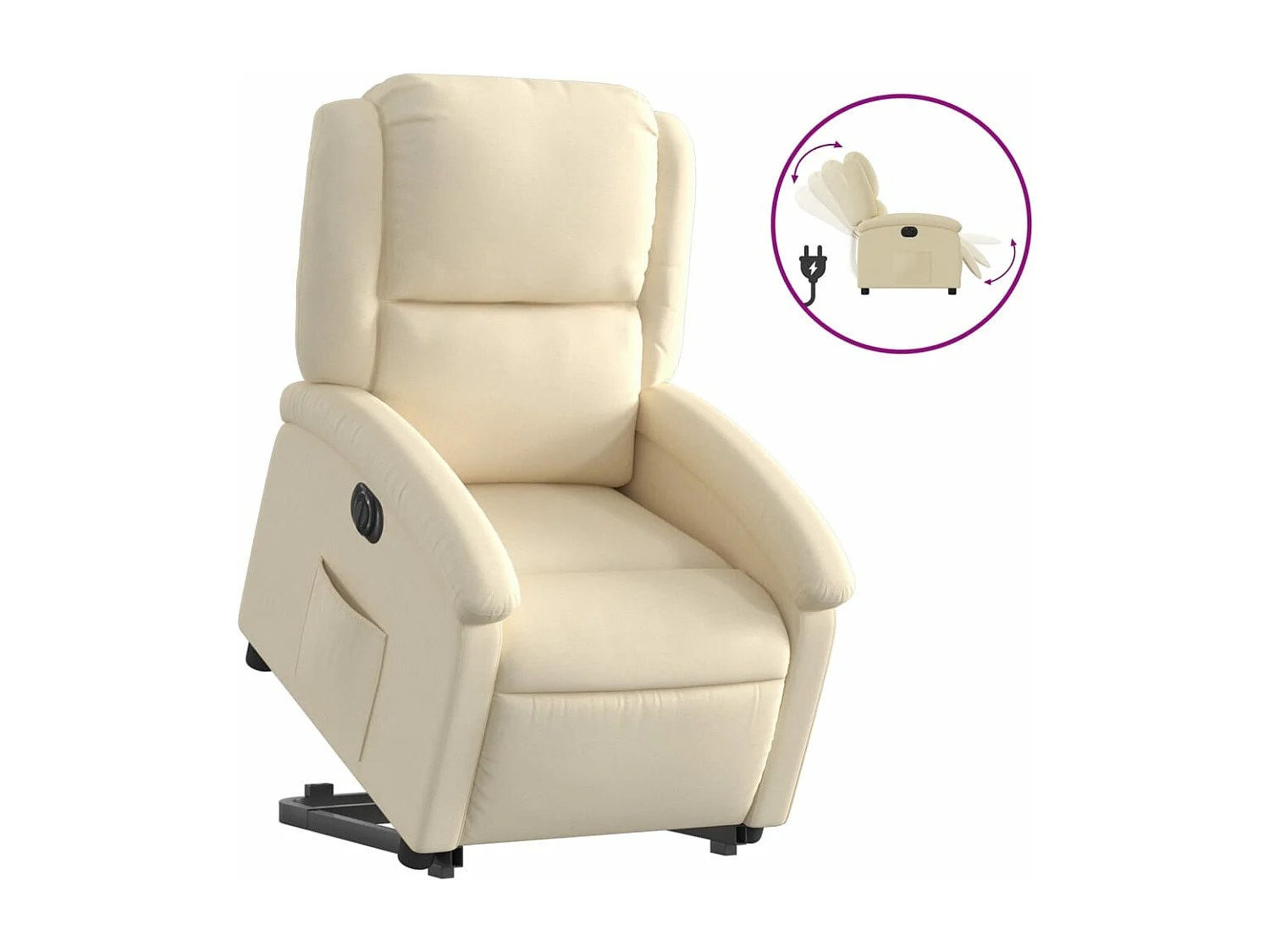 Fauteuil inclinable électrique crème tissu