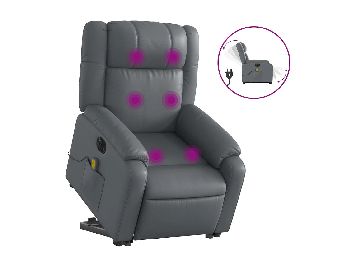 Fauteuil inclinable de massage électrique gris similicuir