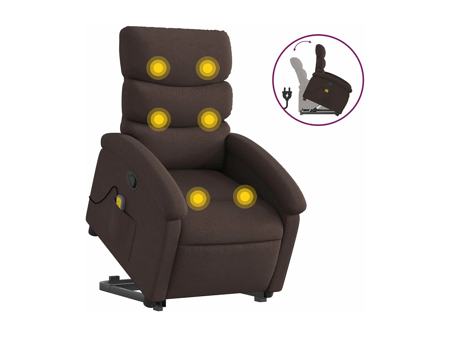 Fauteuil inclinable de massage Marron foncé Tissu