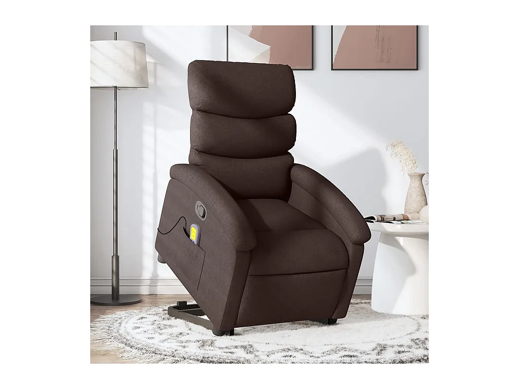 Fauteuil inclinable de massage Marron foncé Tissu