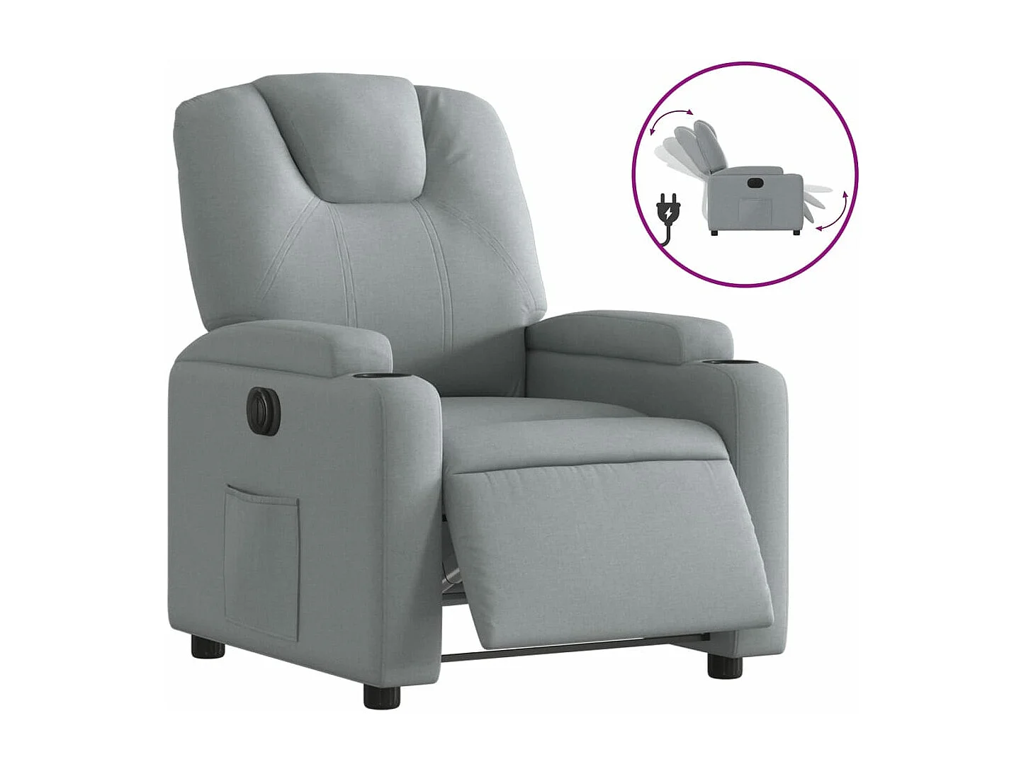 Fauteuil inclinable électrique Gris clair Tissu