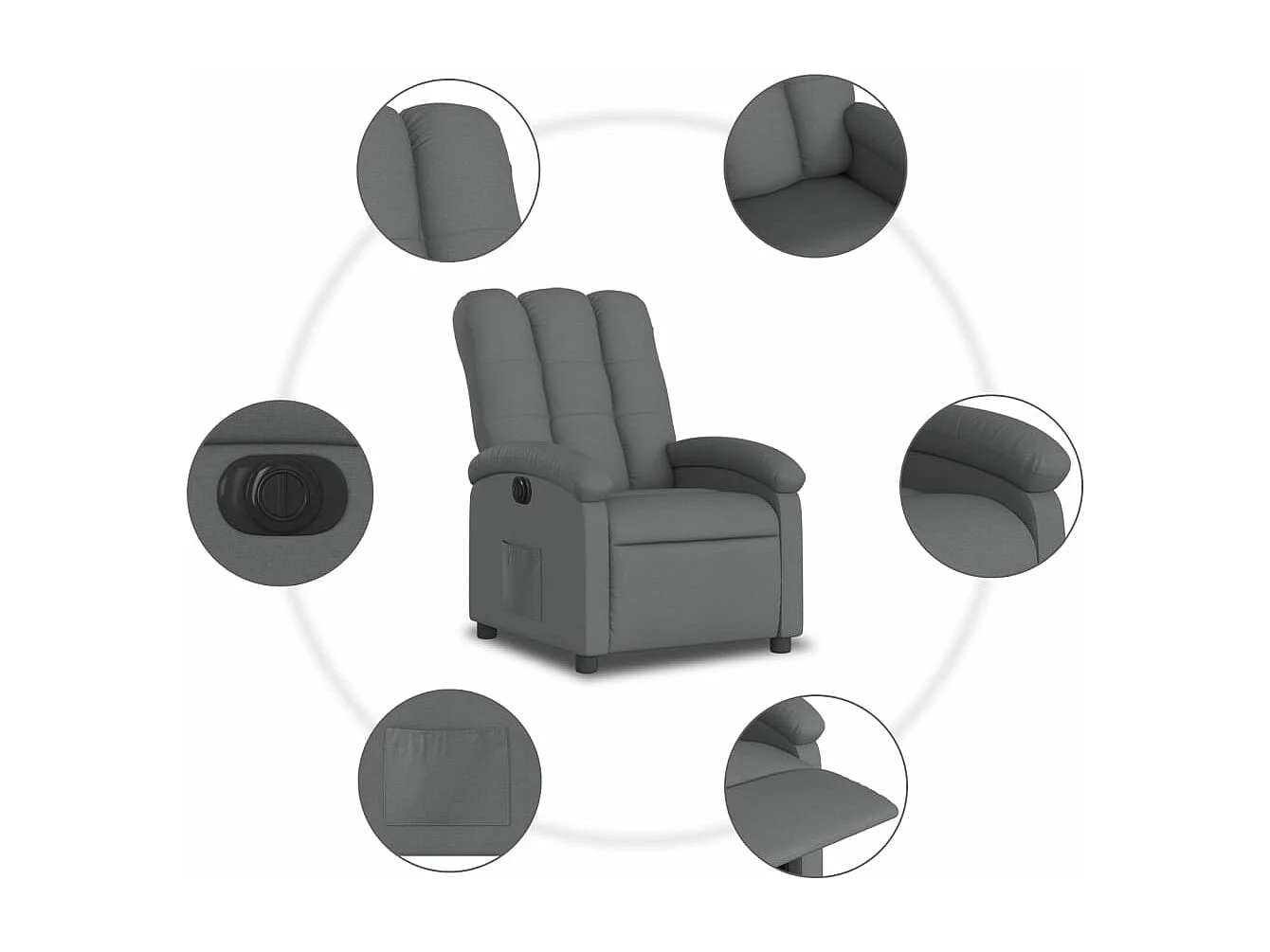 Fauteuil inclinable électrique Gris foncé Tissu