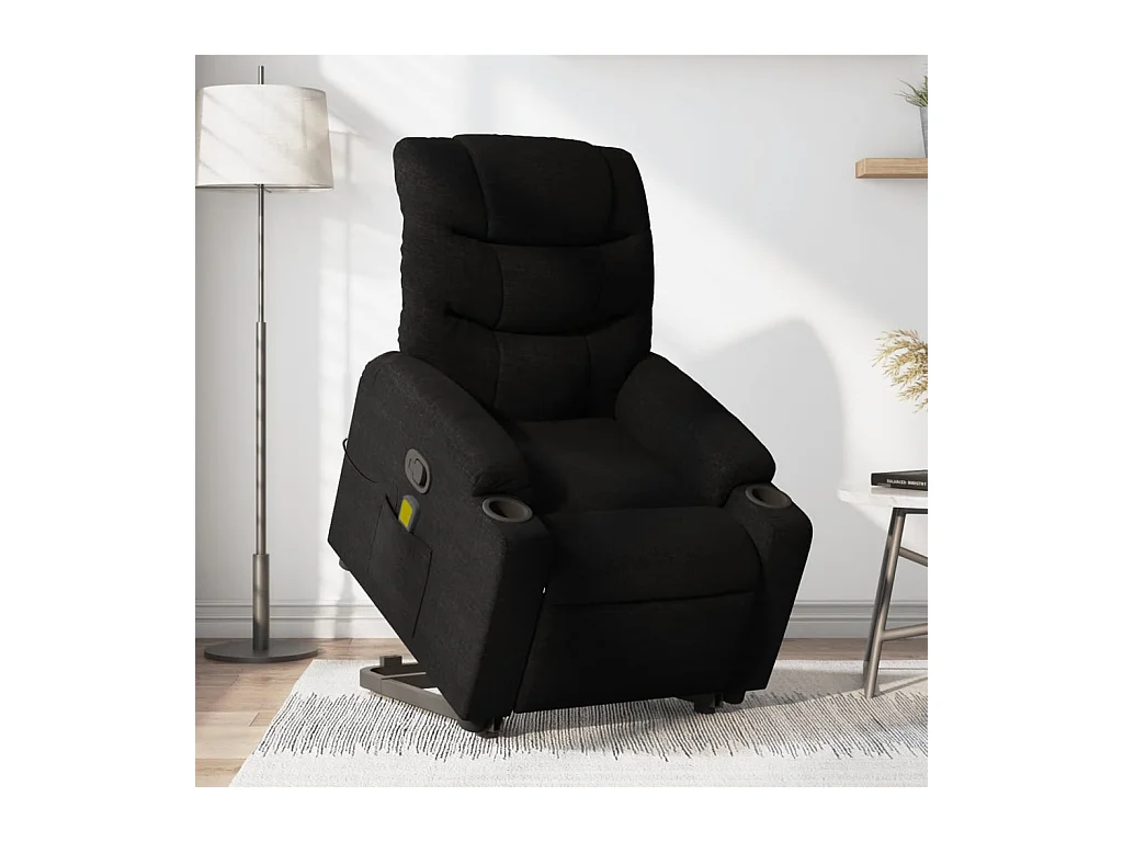 Fauteuil de massage inclinable Noir Tissu