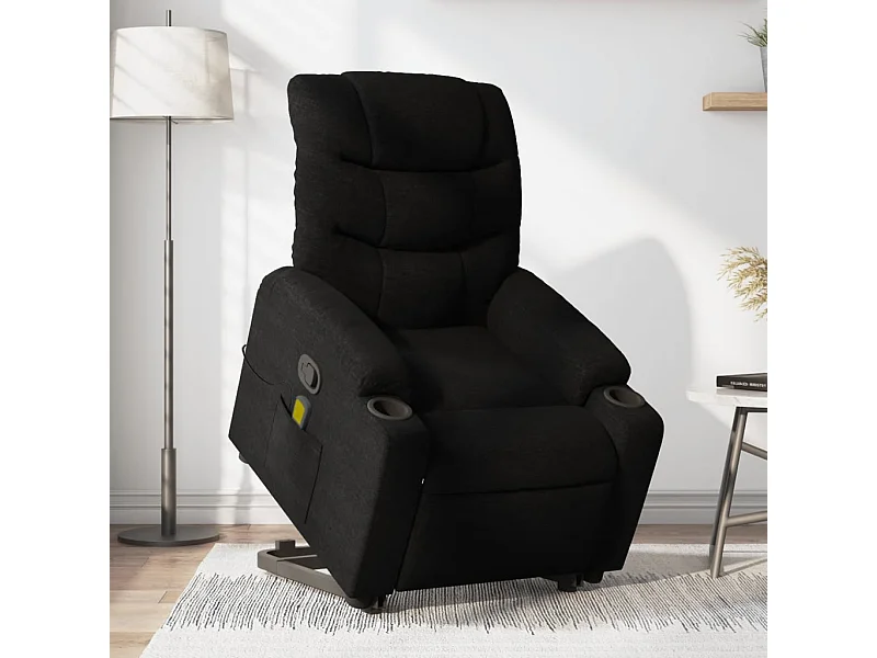 Fauteuil de massage inclinable Noir Tissu