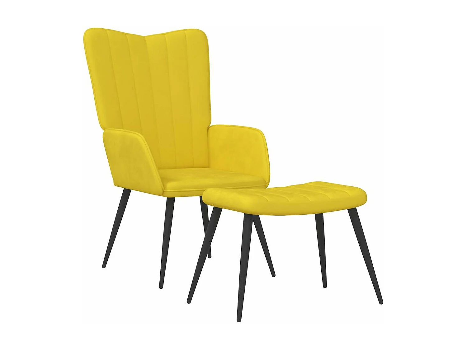 Sillón de relax con taburete terciopelo amarillo mostaza