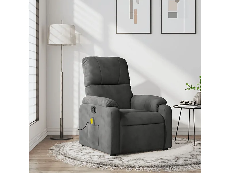 Fauteuil inclinable de massage gris foncé tissu microfibre