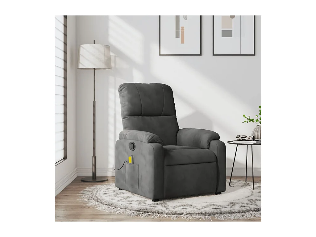 Fauteuil inclinable de massage gris foncé tissu microfibre