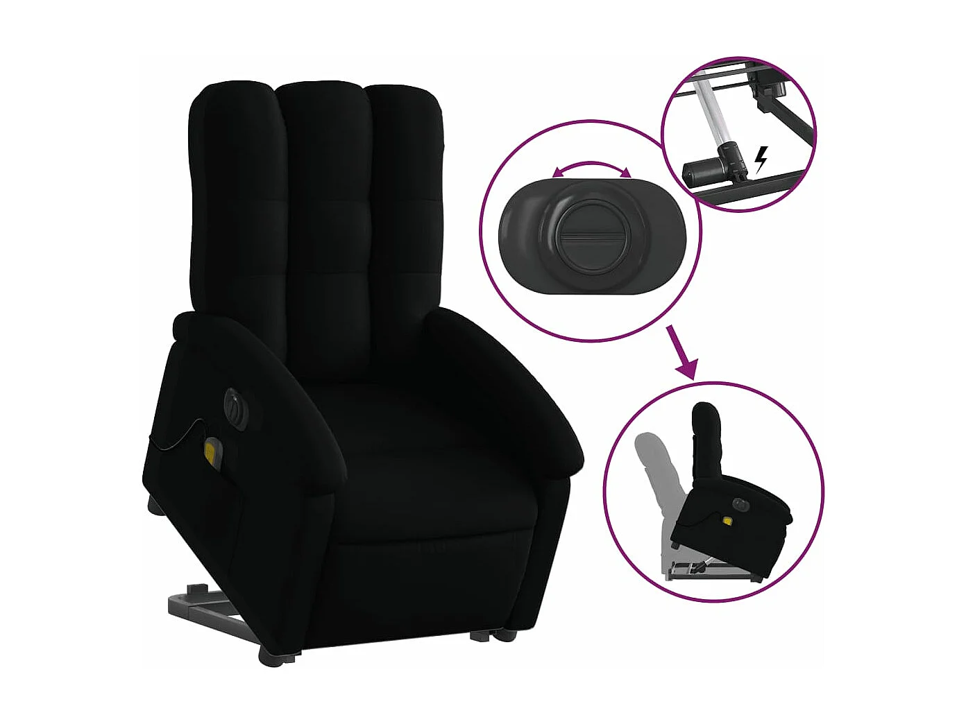 Fauteuil inclinable de massage électrique Noir Tissu