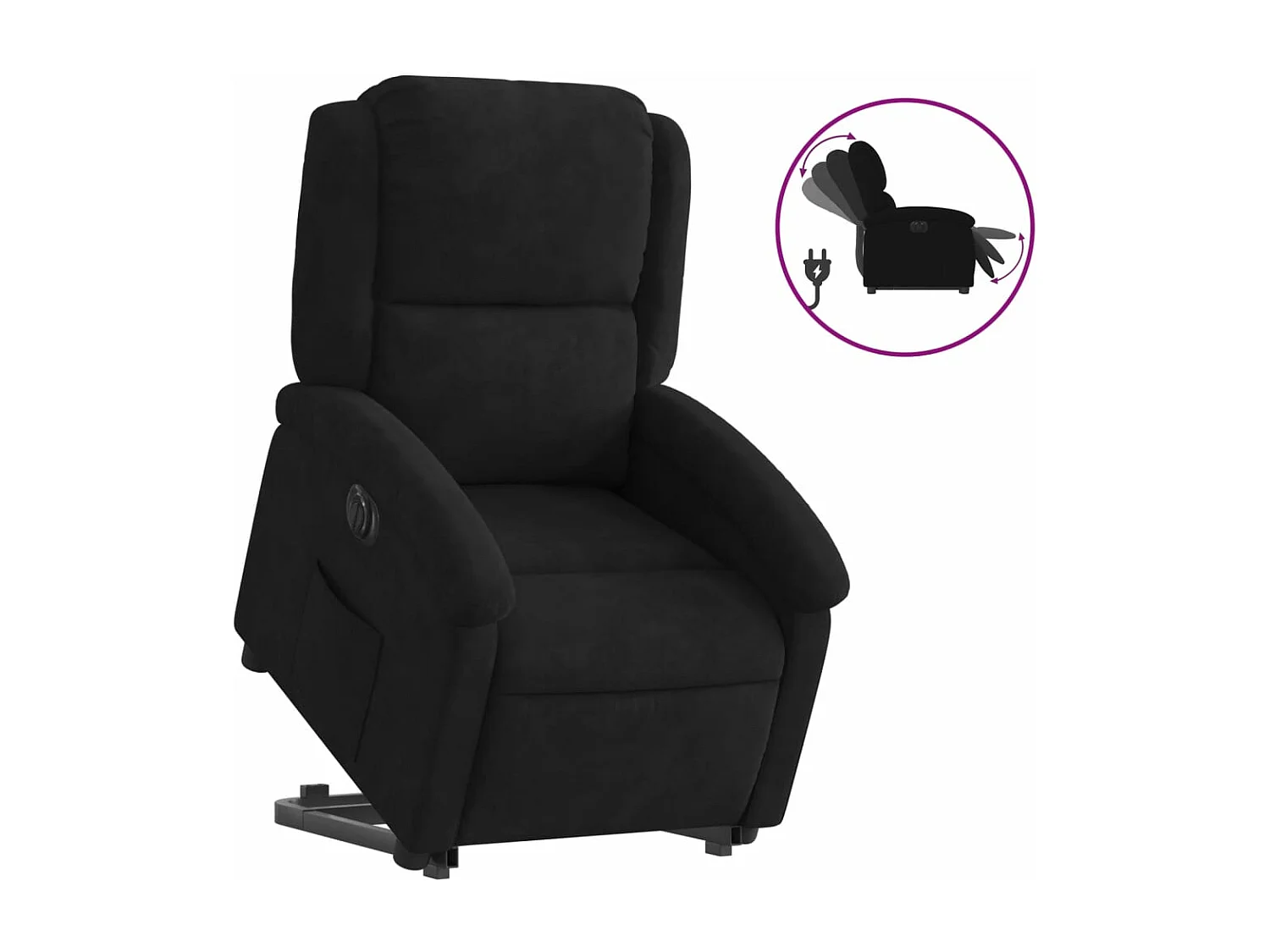 Fauteuil inclinable électrique noir velours