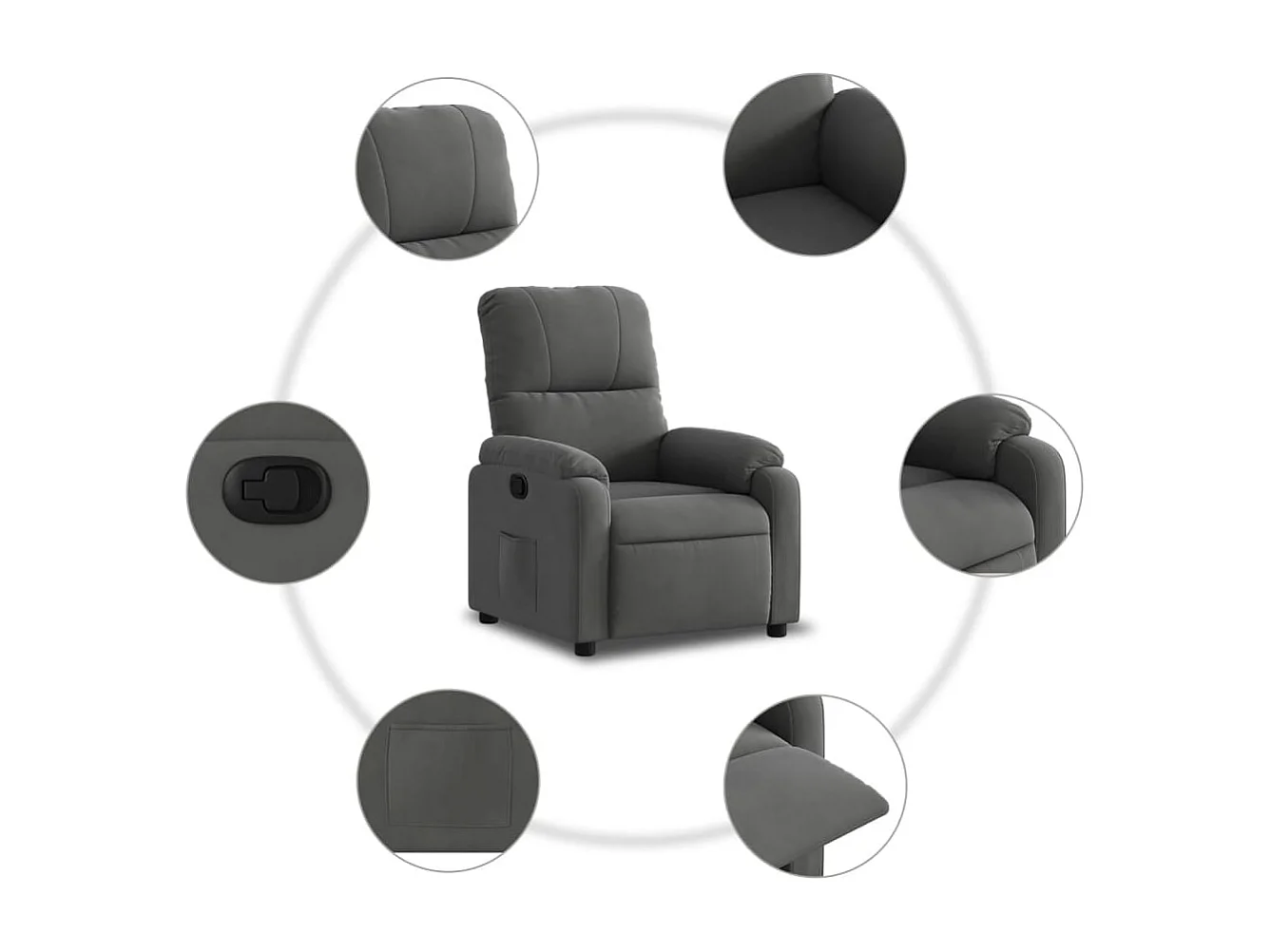Fauteuil inclinable gris foncé tissu microfibre