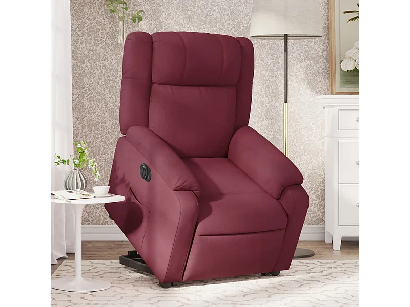 Poltrona Alzapersona Reclinabile Elettrica Rosso Vino Tessuto