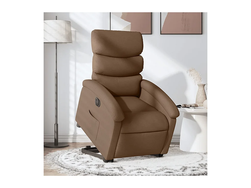 Fauteuil inclinable électrique marron tissu