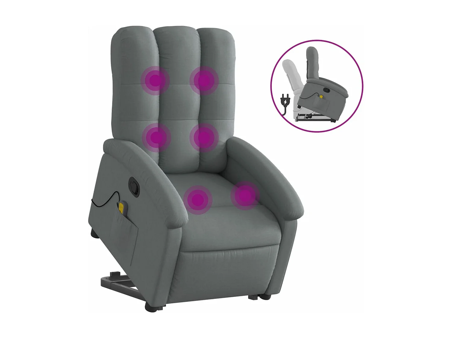 Fauteuil de massage inclinable Gris foncé Tissu
