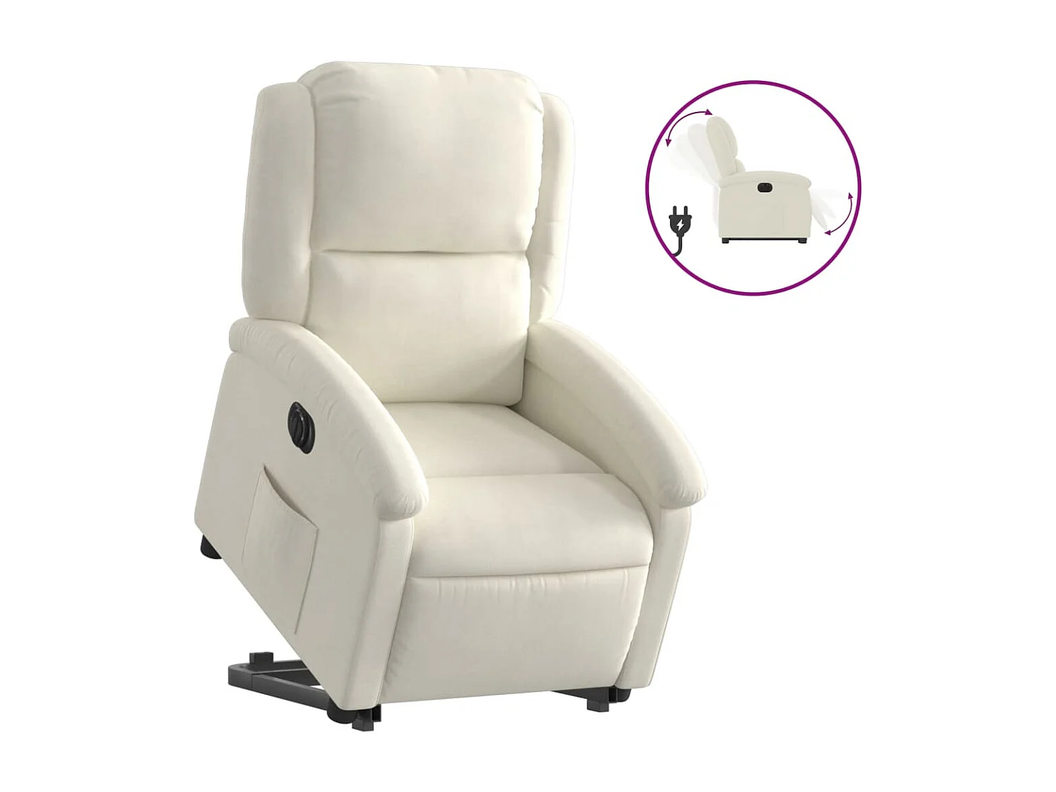 Fauteuil inclinable électrique crème velours