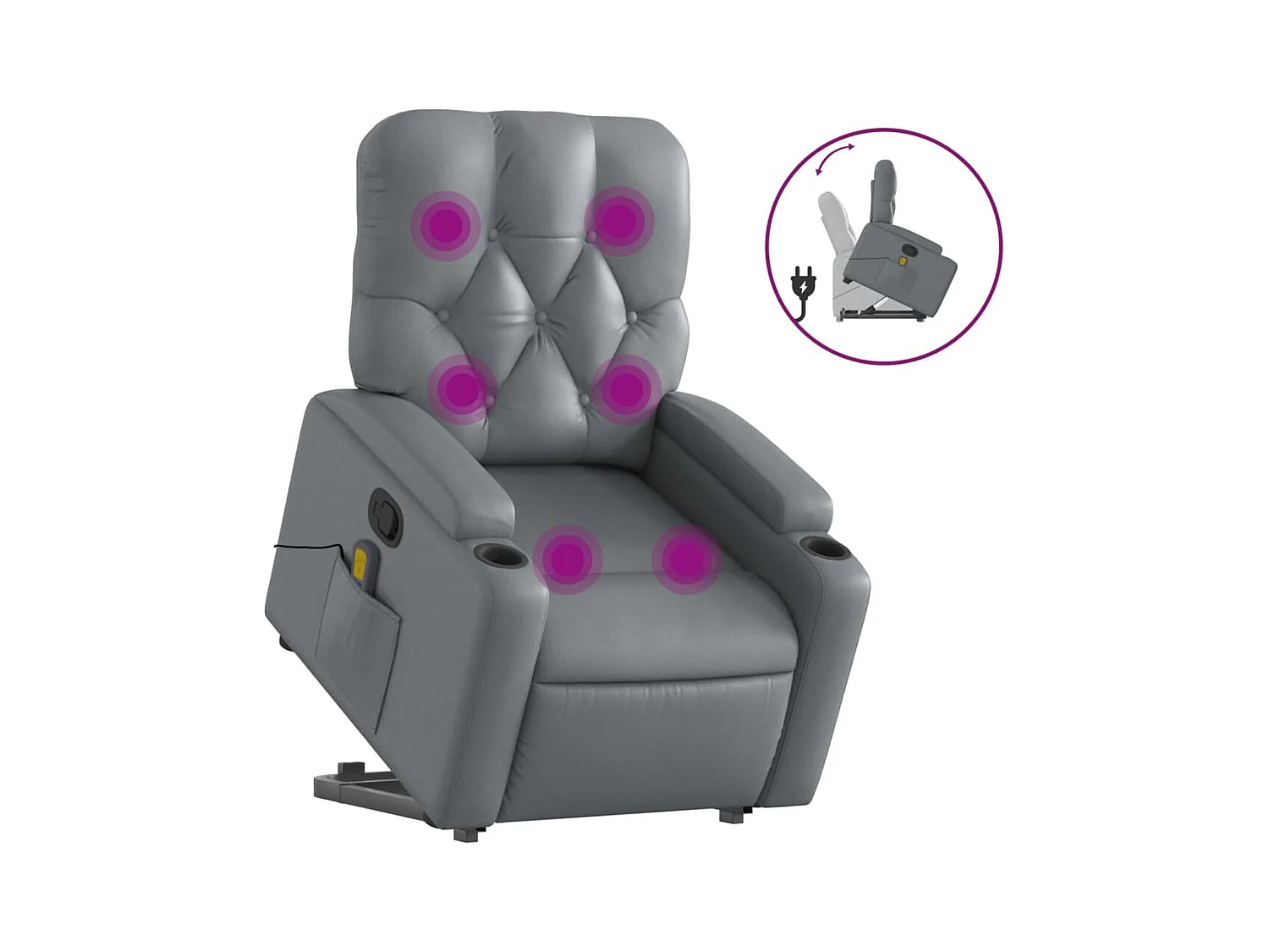 Fauteuil inclinable de massage Gris Similicuir