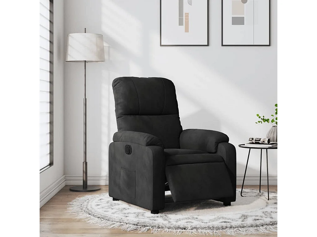 Fauteuil inclinable électrique noir tissu microfibre