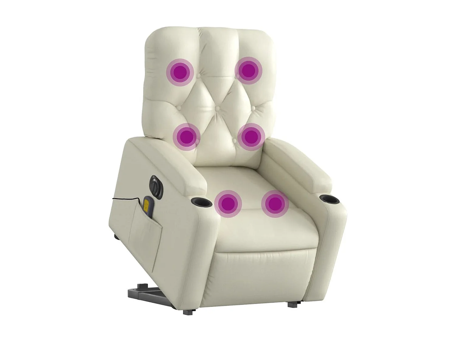 Fauteuil inclinable de massage électrique crème similicuir