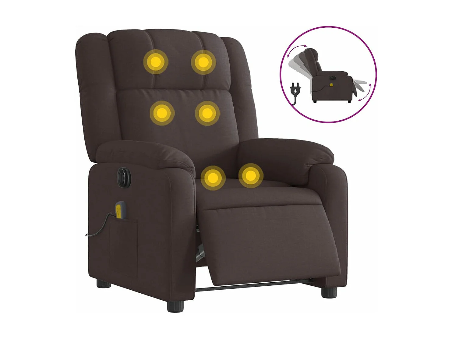 Massagesessel Elektrisch Dunkelbraun Stoff