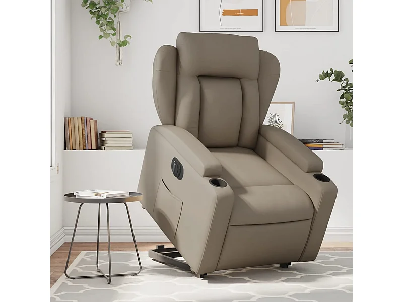 Sillón elevable eléctrico cuero artificial capuchino