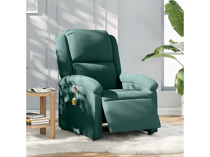 Fauteuil inclinable de massage électrique vert foncé velours