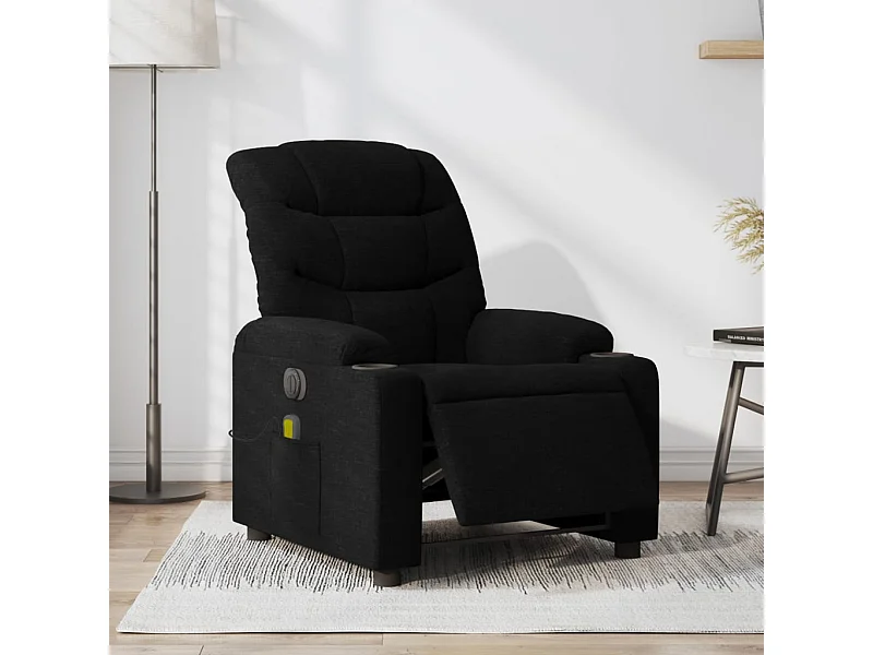Fauteuil de massage inclinable électrique Noir Tissu