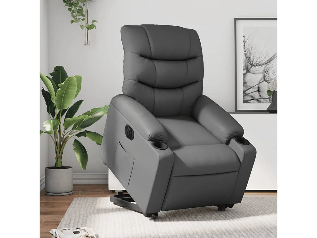 Fauteuil inclinable électrique gris similicuir