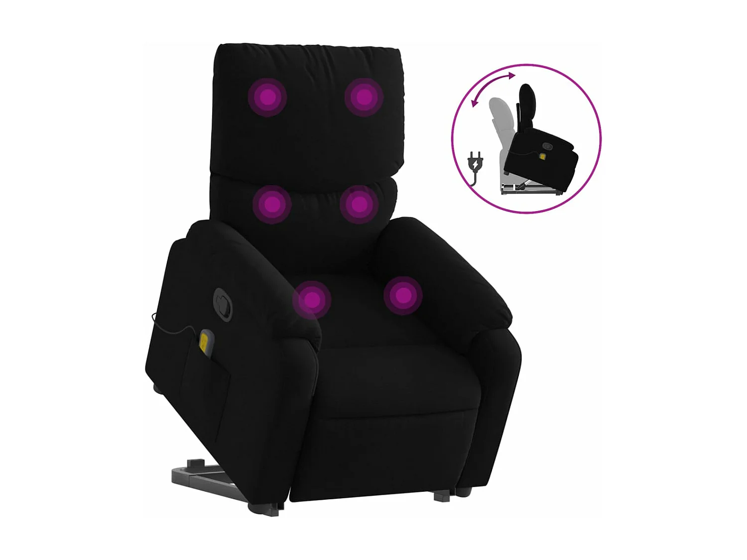Fauteuil de massage inclinable Noir Tissu