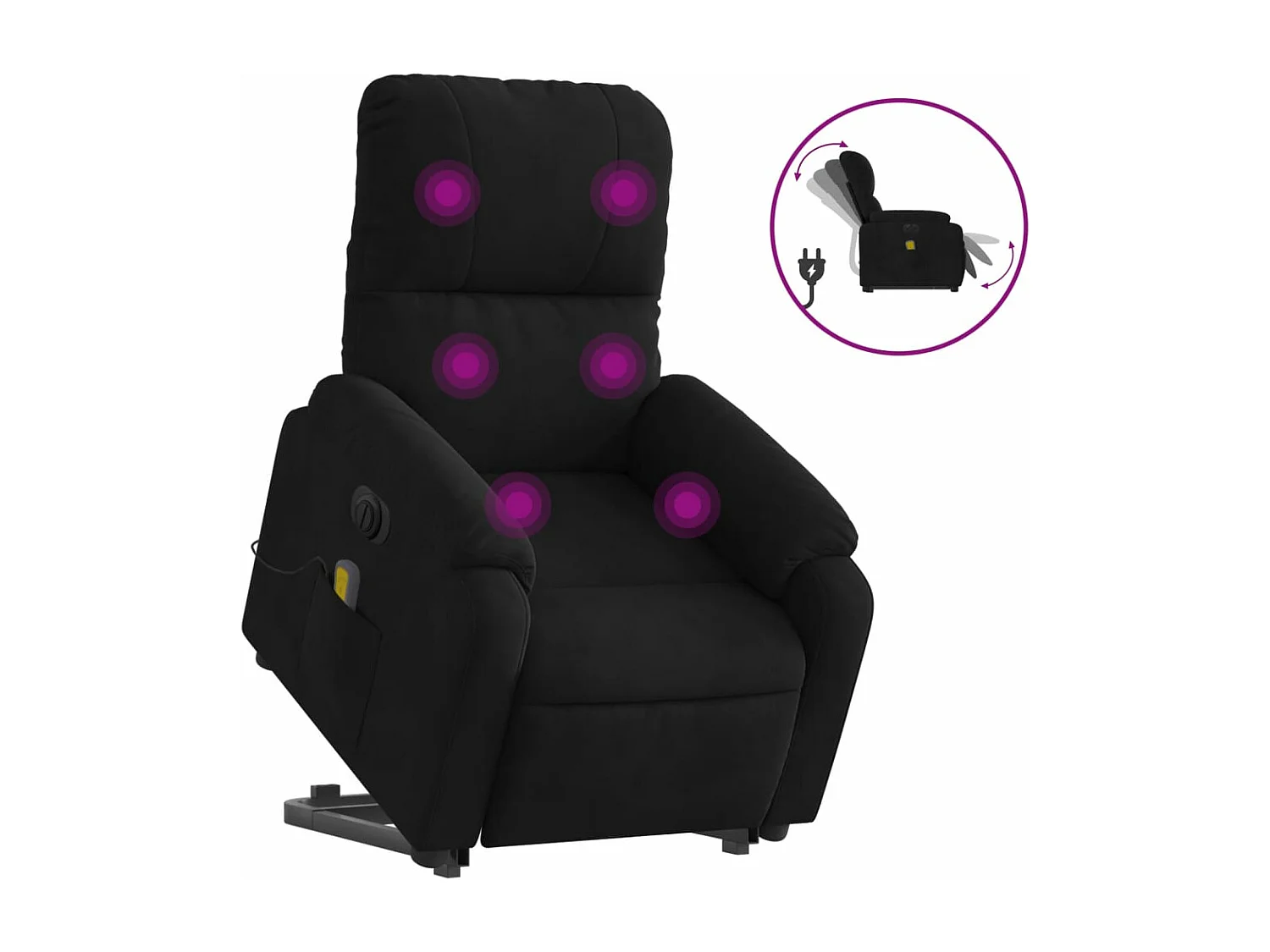 Fauteuil inclinable de massage électrique noir tissu microfibre