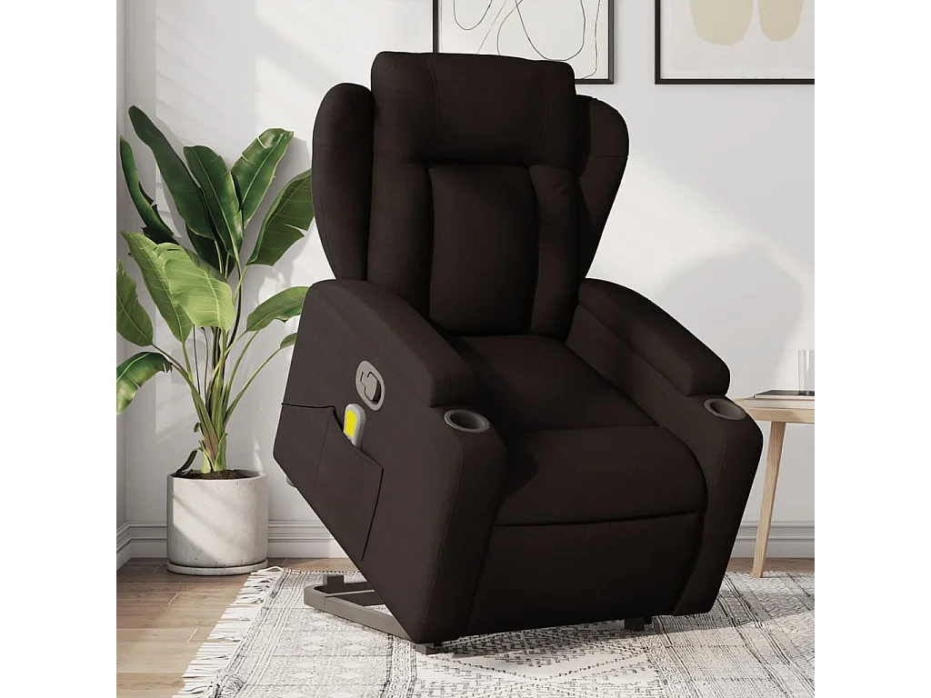 Fauteuil inclinable de massage Marron foncé Tissu