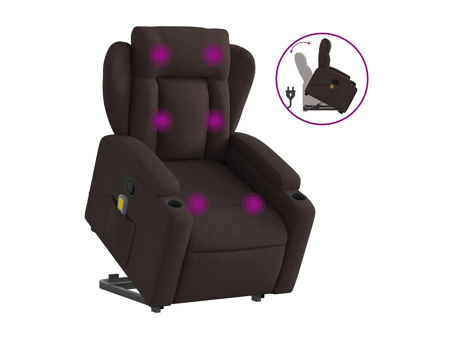 Fauteuil inclinable de massage Marron foncé Tissu