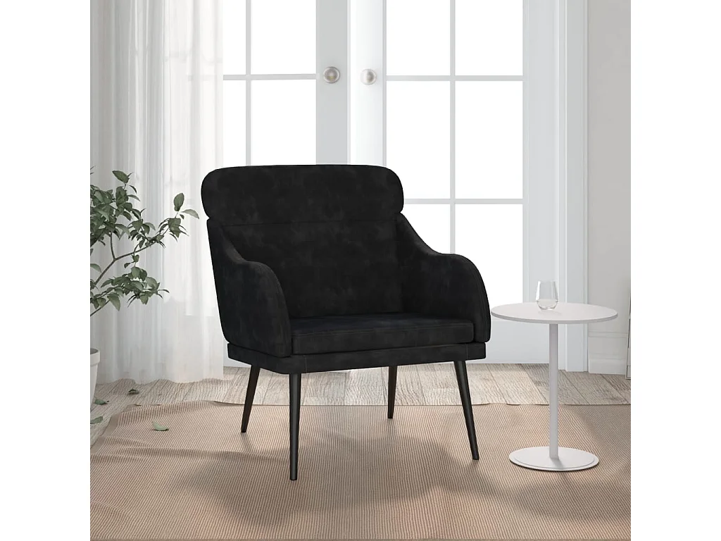 Poltrona Nera 63x76x80 cm Velluto