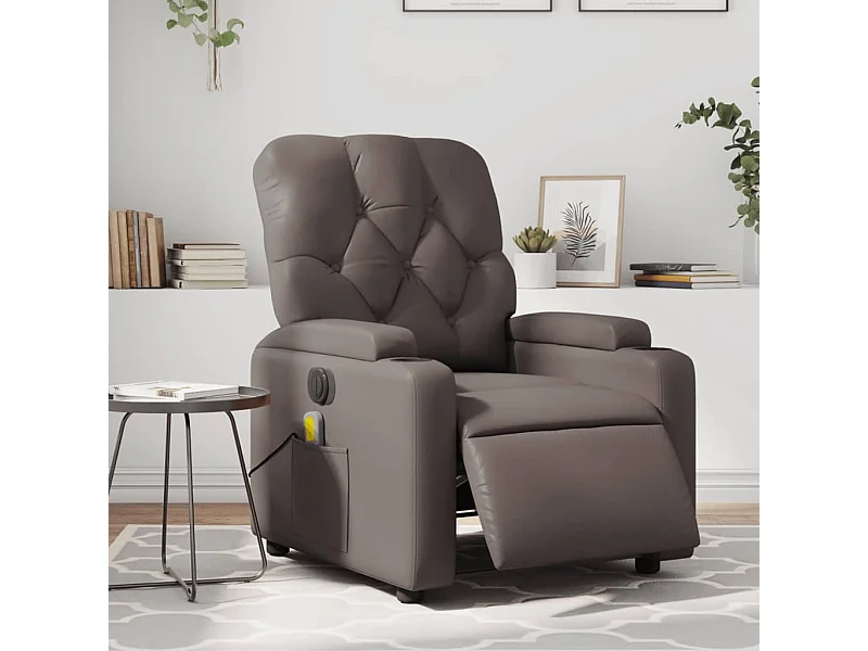 Fauteuil de massage inclinable électrique marron similicuir